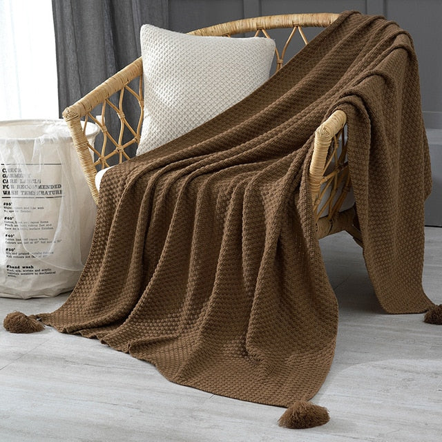 Nordic Style Knitted Blanket Keep Warm Chunky Blanket Bed Sofa Office Leisure Nap Cover Blanket Air Conditioning Tapestry