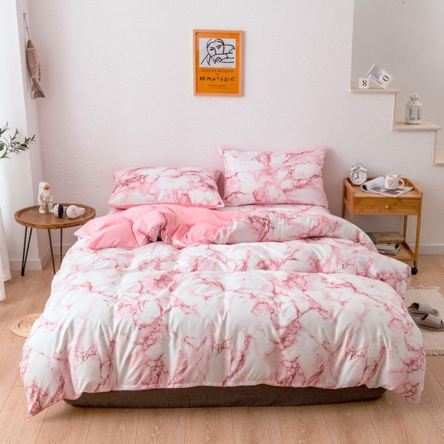 OLOEY 2/3pcs bedding set printed marble bed sets white black Duvet Cover European size King Queen Quilt Cover Comforter Cover