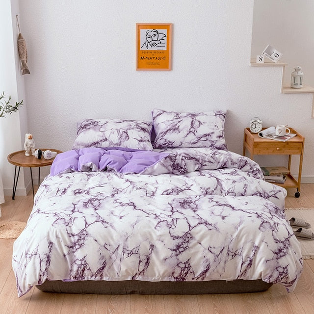 OLOEY 2/3pcs bedding set printed marble bed sets white black Duvet Cover European size King Queen Quilt Cover Comforter Cover