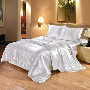 Satin Silk Bedding Set Luxury Queen King Size Bed Set Quilt Duvet Cover Linens And Pillowcase For Single Double Bedclothes