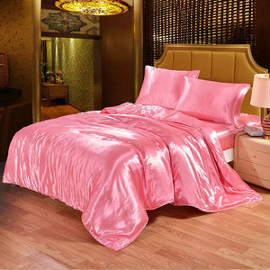 Satin Silk Bedding Set Luxury Queen King Size Bed Set Quilt Duvet Cover Linens And Pillowcase For Single Double Bedclothes