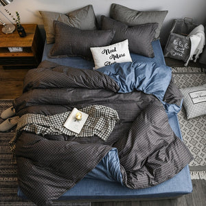 Classic bedding set 5 size grey blue grid summer bed linen 4pcs/set duvet cover set Pastoral bed sheet AB side duvet cover 2020
