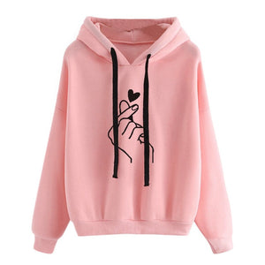 Women Sweatshirt And Hoody Ladies Hooded Love Printed Casual Pullovers Girls Long Sleeve Spring Autumn Winter Striped Plus Size