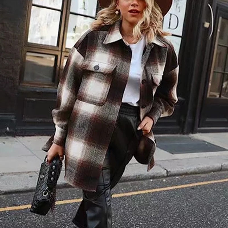 Thick plaid oversized shirt