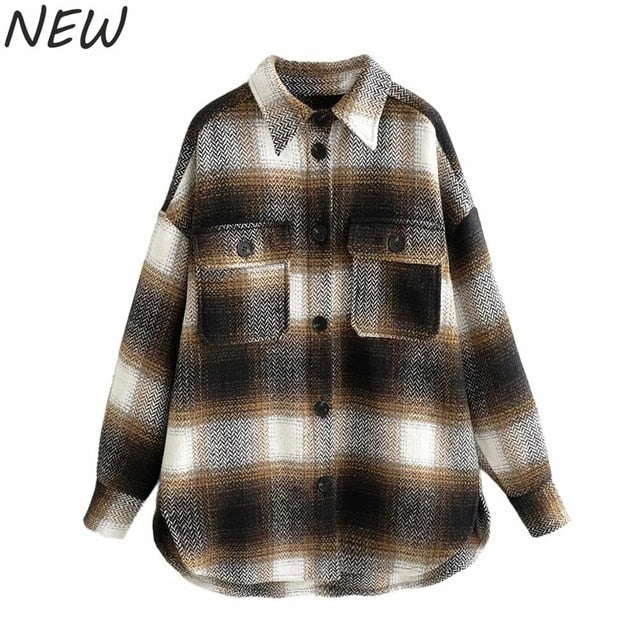 Thick plaid oversized shirt