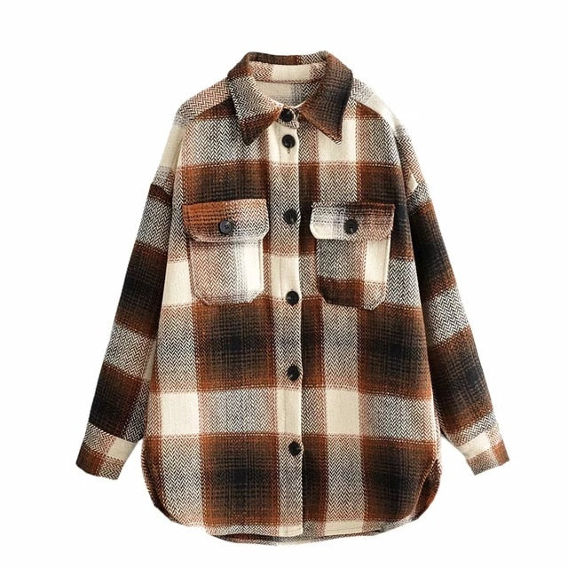 Thick plaid oversized shirt
