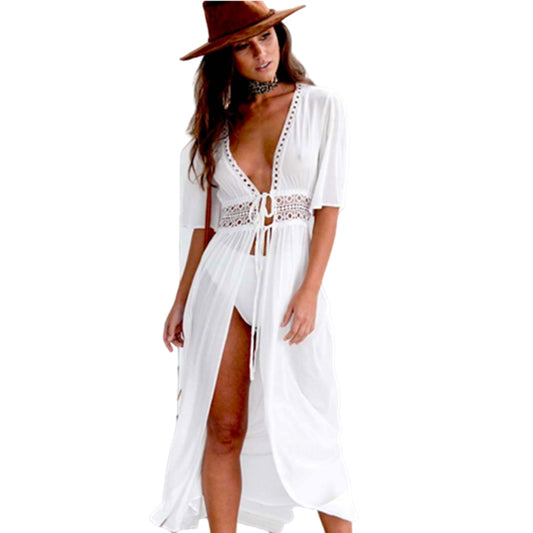 Brandorama Beach Cover Up Embroidery 2025 Bikini Swimsuit Cover Up Robe De Plage Beach Wear Cardigan Swimwear Bathing Suit Cover Up