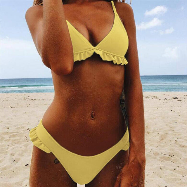 Bikinis Set Plaid High Waist