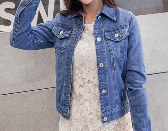 Jeans Jacket and Coats for Women Spring Candy Color Casual Short Denim Jacket