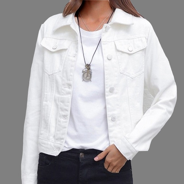 Jeans Jacket and Coats for Women Spring Candy Color Casual Short Denim Jacket
