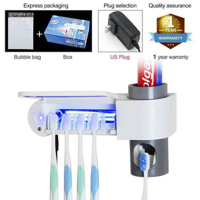 2 in 1 Toothbrush holder and disoenser Sterilizer with UV Antibacterial