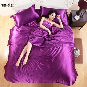 new2020 100% pure satin silk bedding set,Home Textile King size bed set,bedding,duvet cover flat sheet pillowcases Wholesale