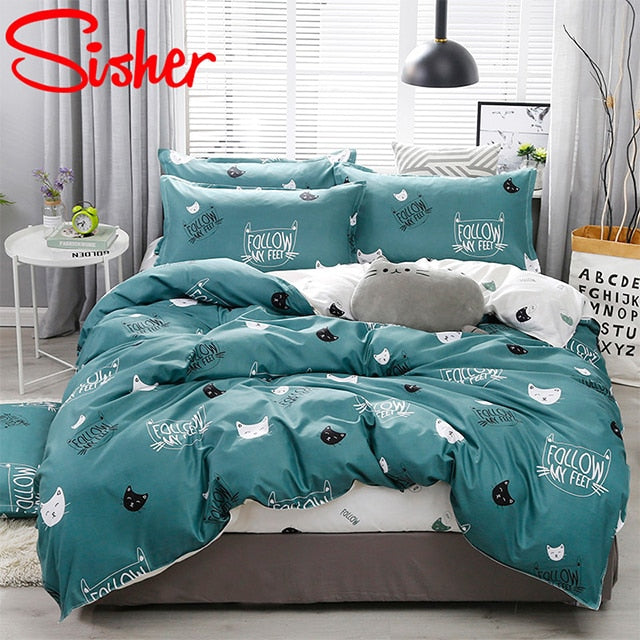 Sisher Simple Bedding Set With Pillowcase Duvet Cover Sets Bed Linen Sheet Single Double Queen King Size Quilt Covers Bedclothes