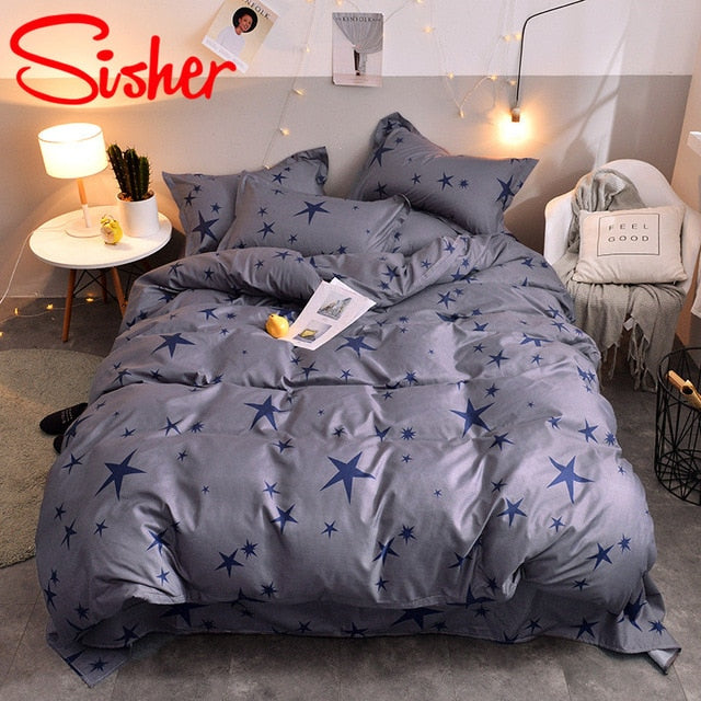 Sisher Simple Bedding Set With Pillowcase Duvet Cover Sets Bed Linen Sheet Single Double Queen King Size Quilt Covers Bedclothes