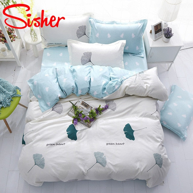 Sisher Simple Bedding Set With Pillowcase Duvet Cover Sets Bed Linen Sheet Single Double Queen King Size Quilt Covers Bedclothes