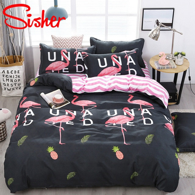Sisher Simple Bedding Set With Pillowcase Duvet Cover Sets Bed Linen Sheet Single Double Queen King Size Quilt Covers Bedclothes