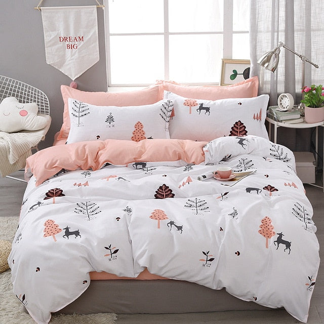 Sisher Simple Bedding Set With Pillowcase Duvet Cover Sets Bed Linen Sheet Single Double Queen King Size Quilt Covers Bedclothes