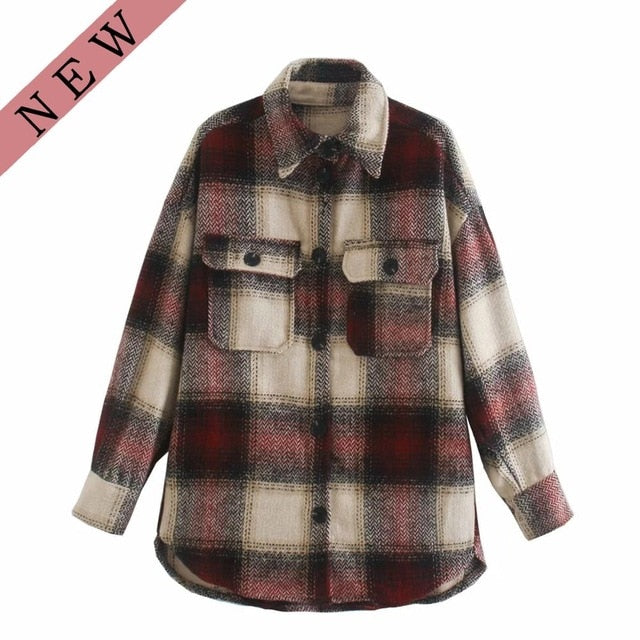 Thick plaid oversized shirt